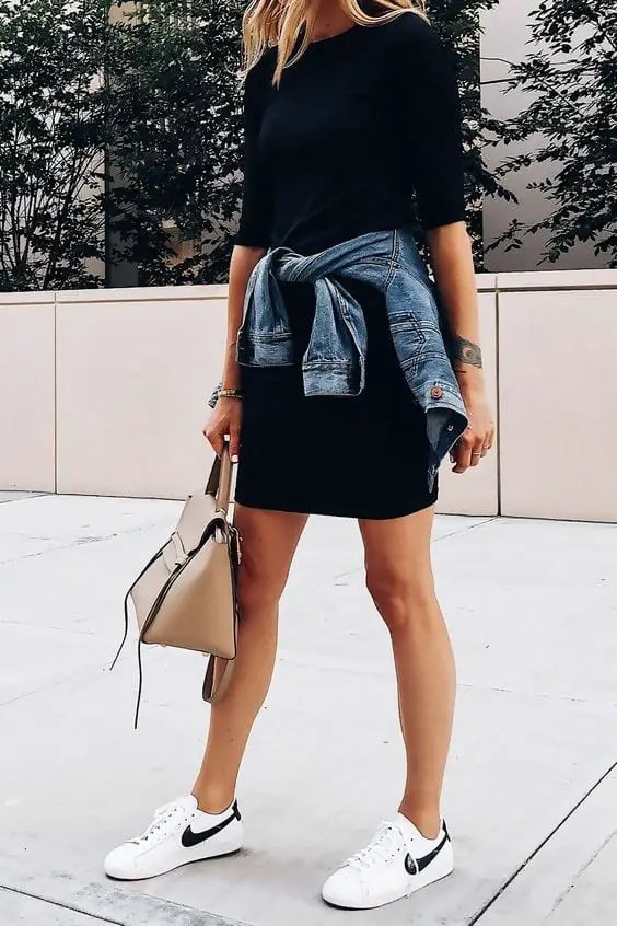 t shirt dress and sneakers outfits