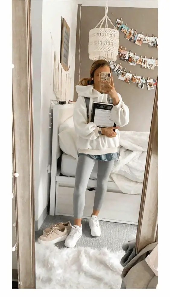 outfits with dark grey leggings