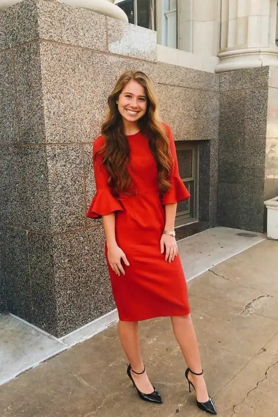 combination of red and black dress